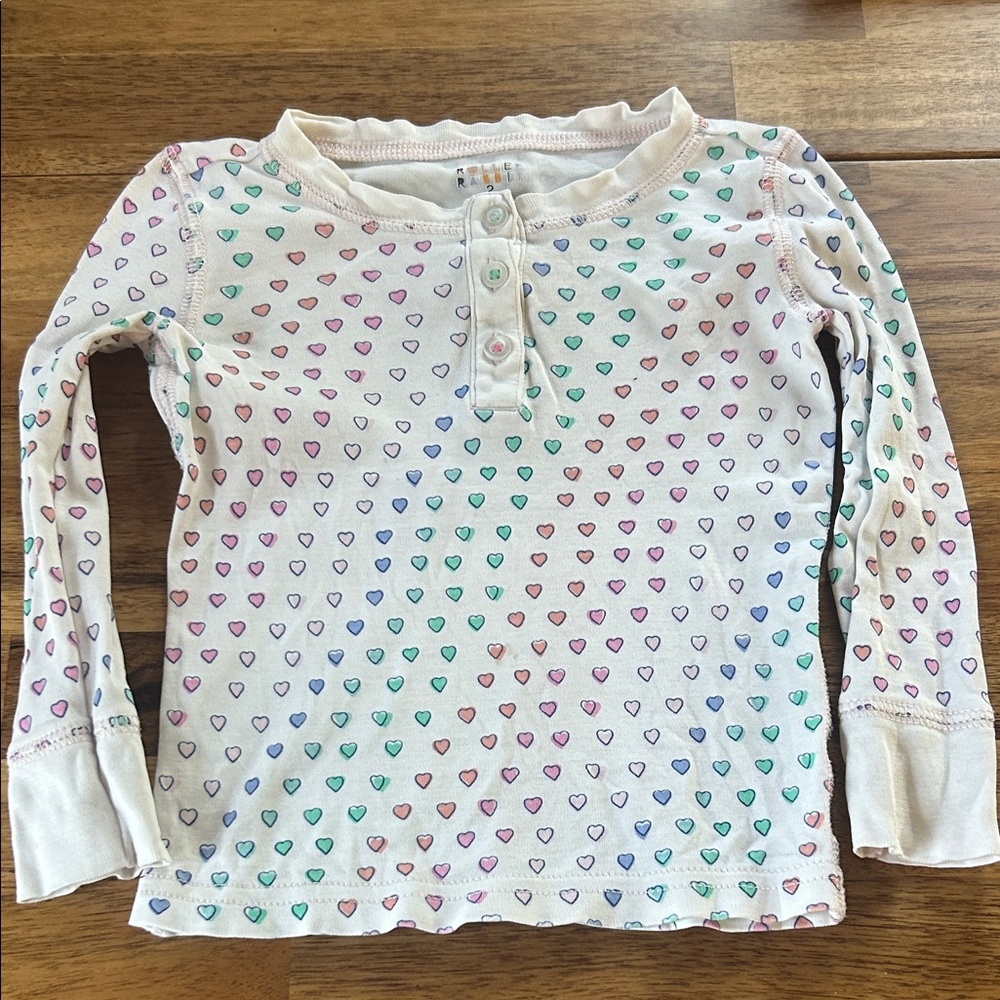 Girls Roller Rabbit Heart Pattern Pajama Top